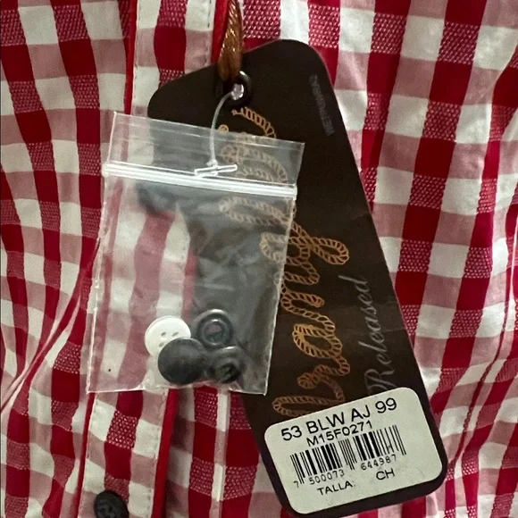 NWT -WRANGLER VINTAGE Red and White Checkered Western Women's Top - Picture 7 of 8